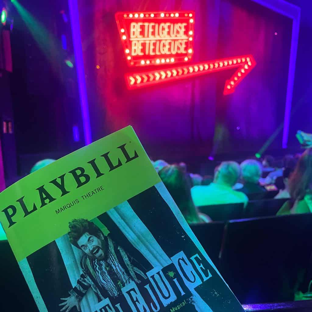 Playbill for Beetlejuice at theatre on Broadway