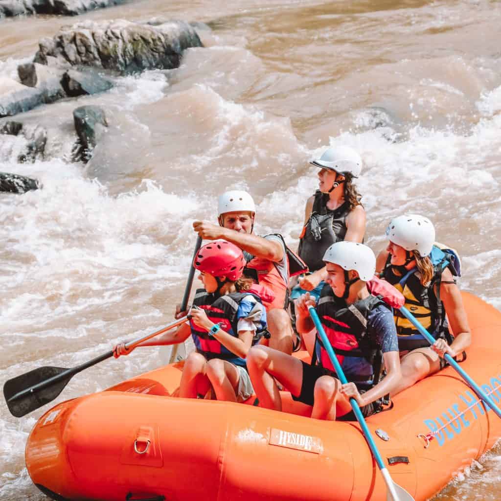 Family white water rafting
