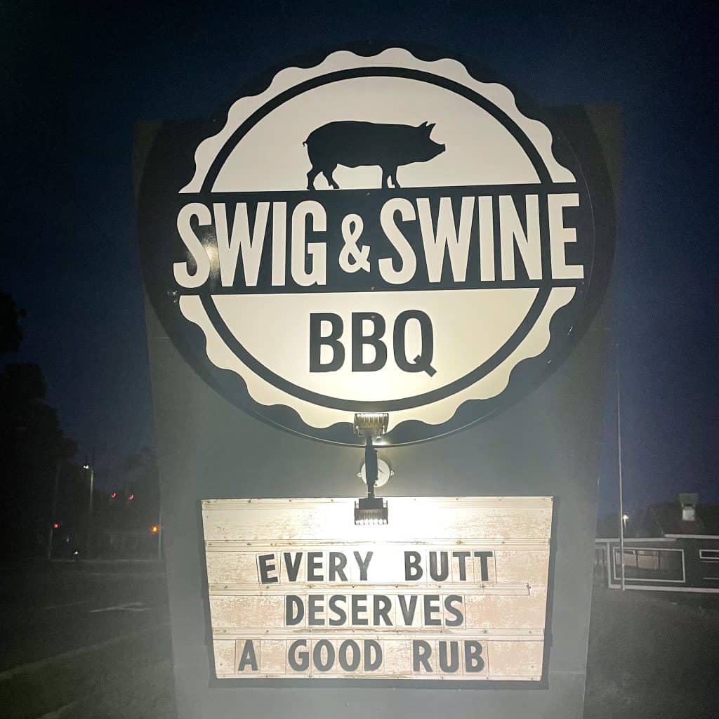 Sign for Swig and Swine restaurant in Charleston