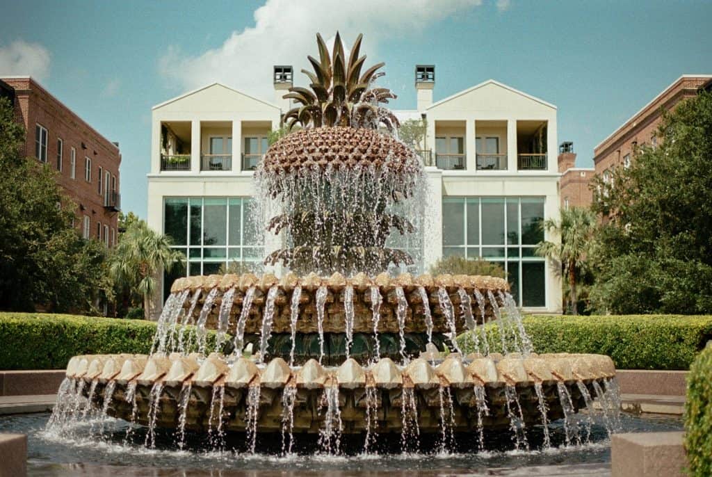 The palmetto fountain at Charleston Waterfront Park