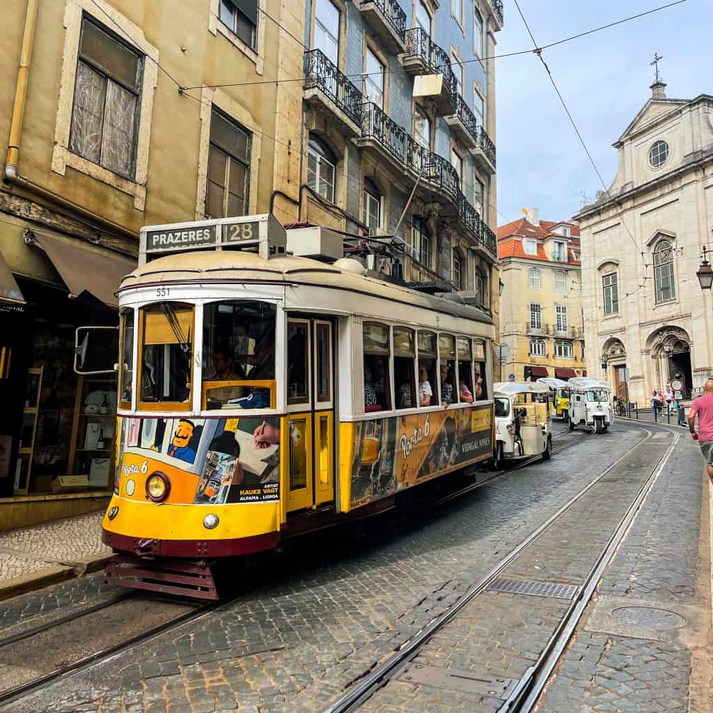 The number 28 tram in LIsbon