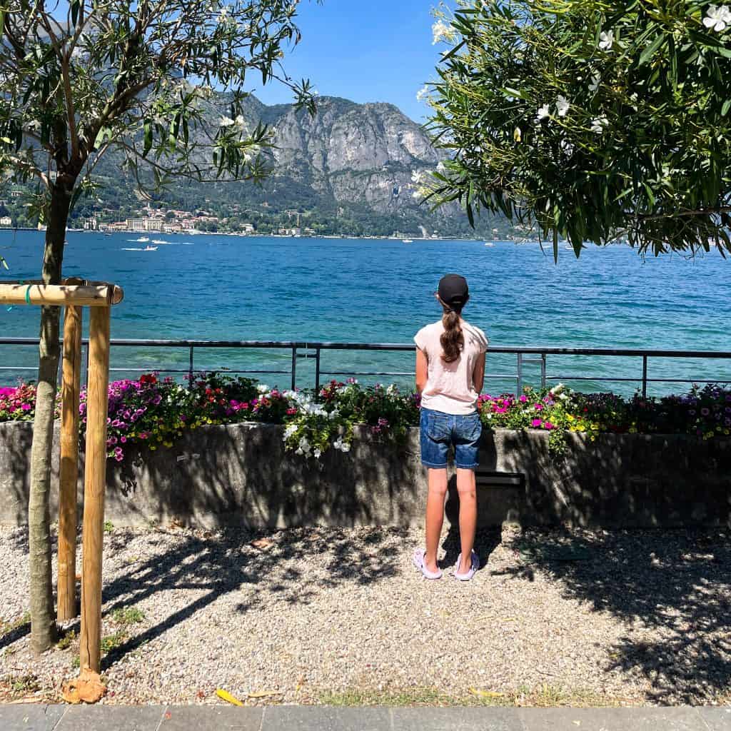 Child looking out at Lake Como 