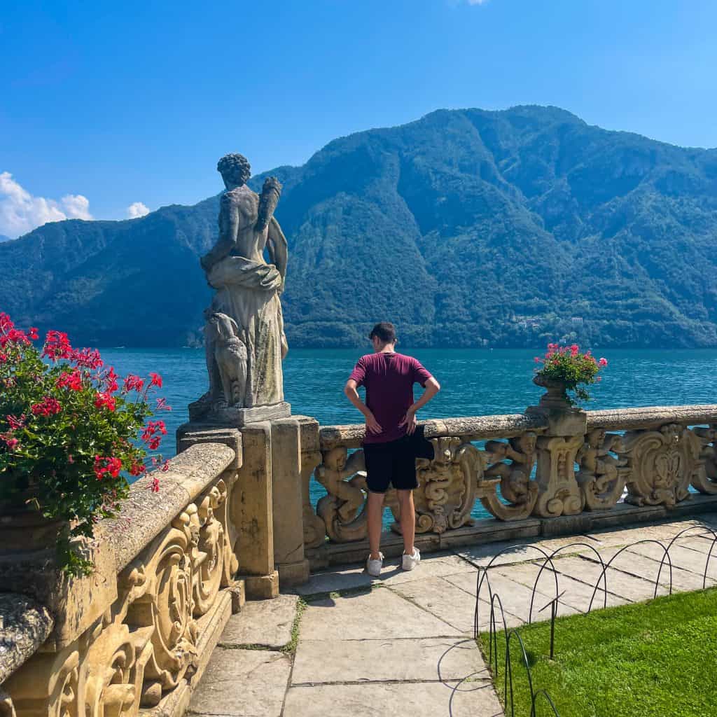 Child looking out at Lake Como from Villa Balbianello