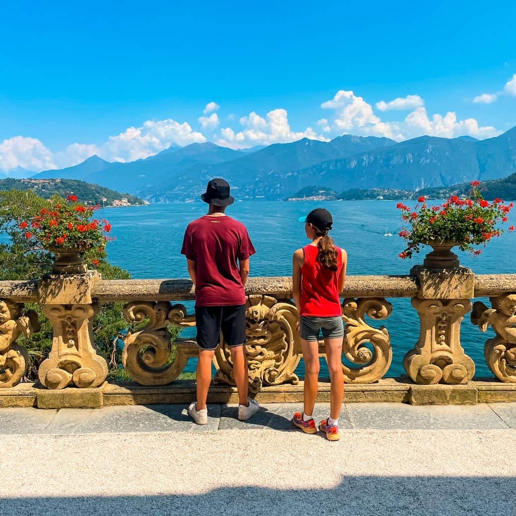Children looking out over Lake Como in Italy