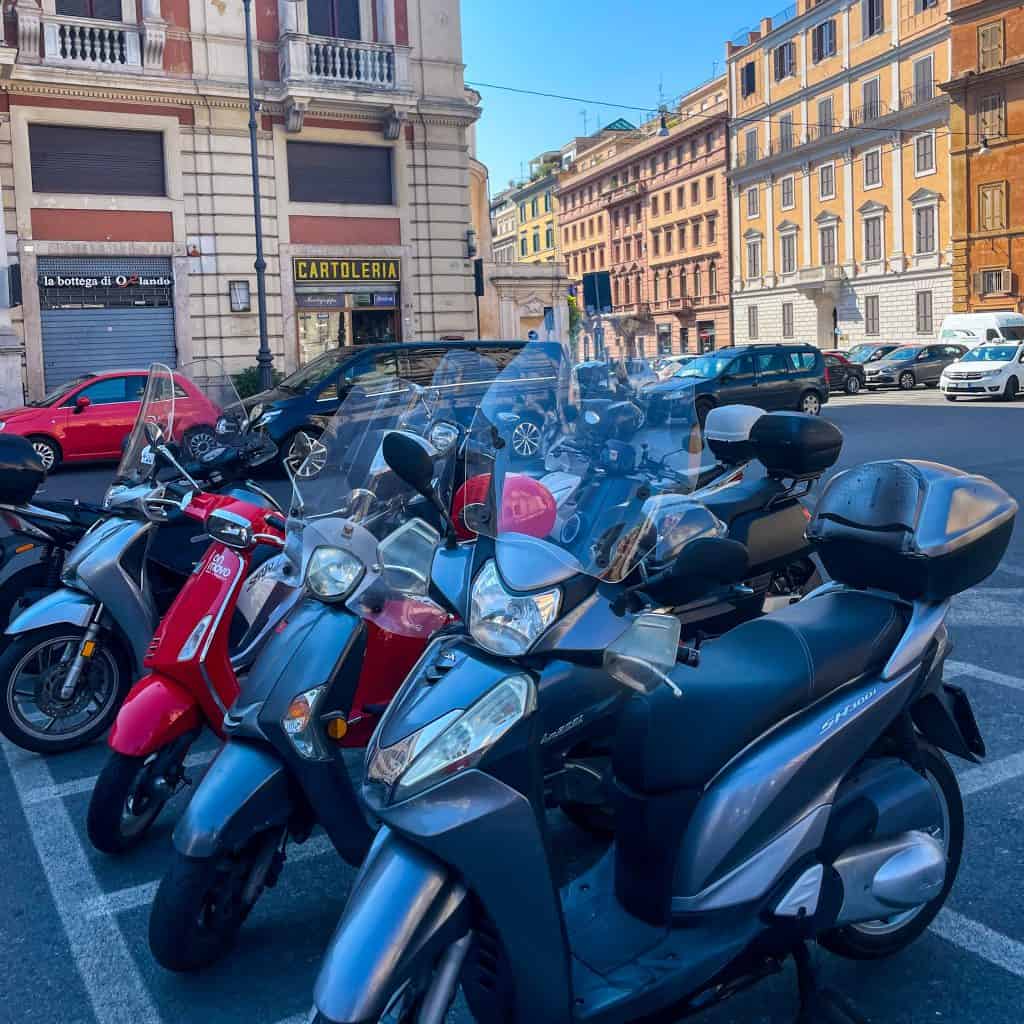 Parked mopeds in Italy 