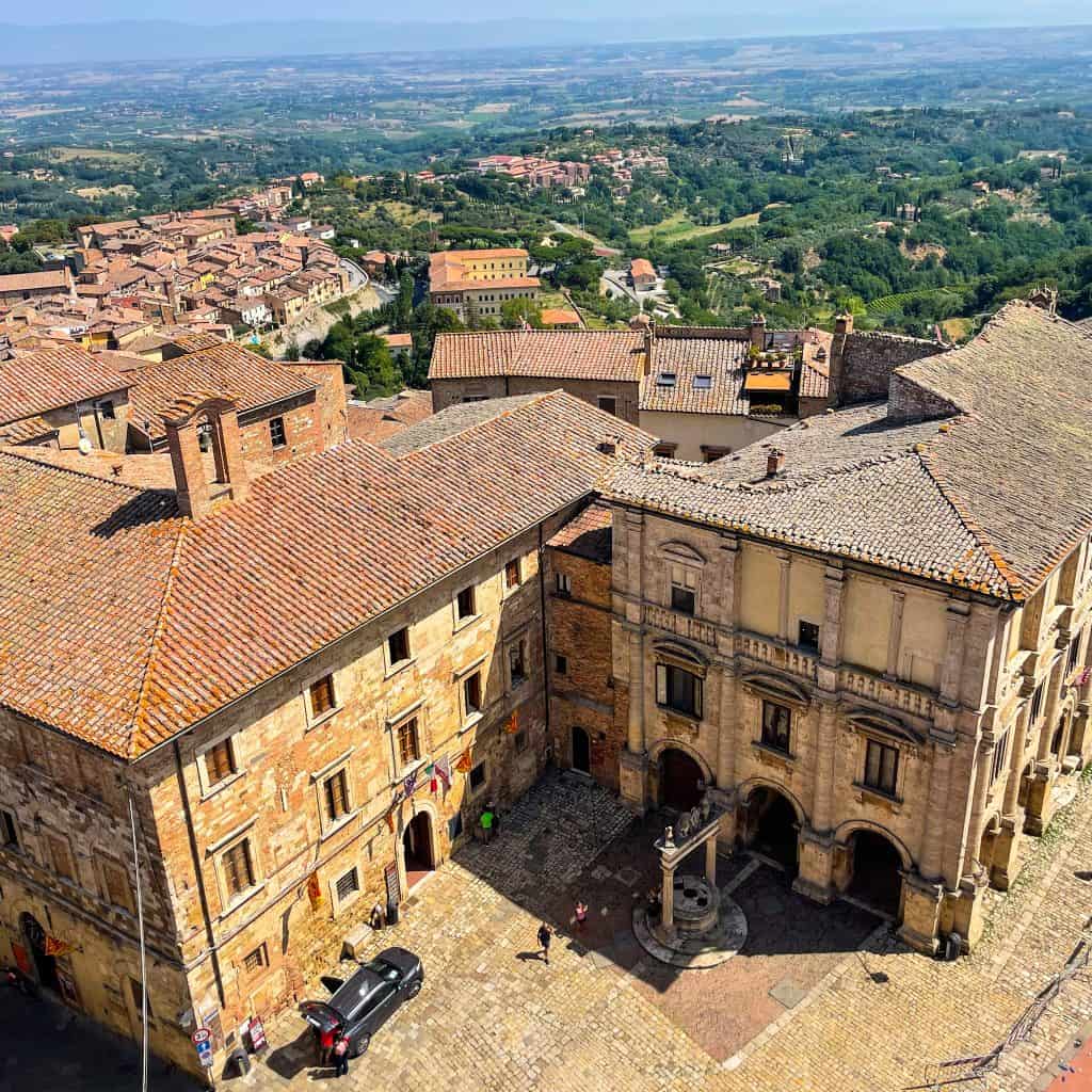 View of the tuscan countryside from the bell tower in Montepulciano
