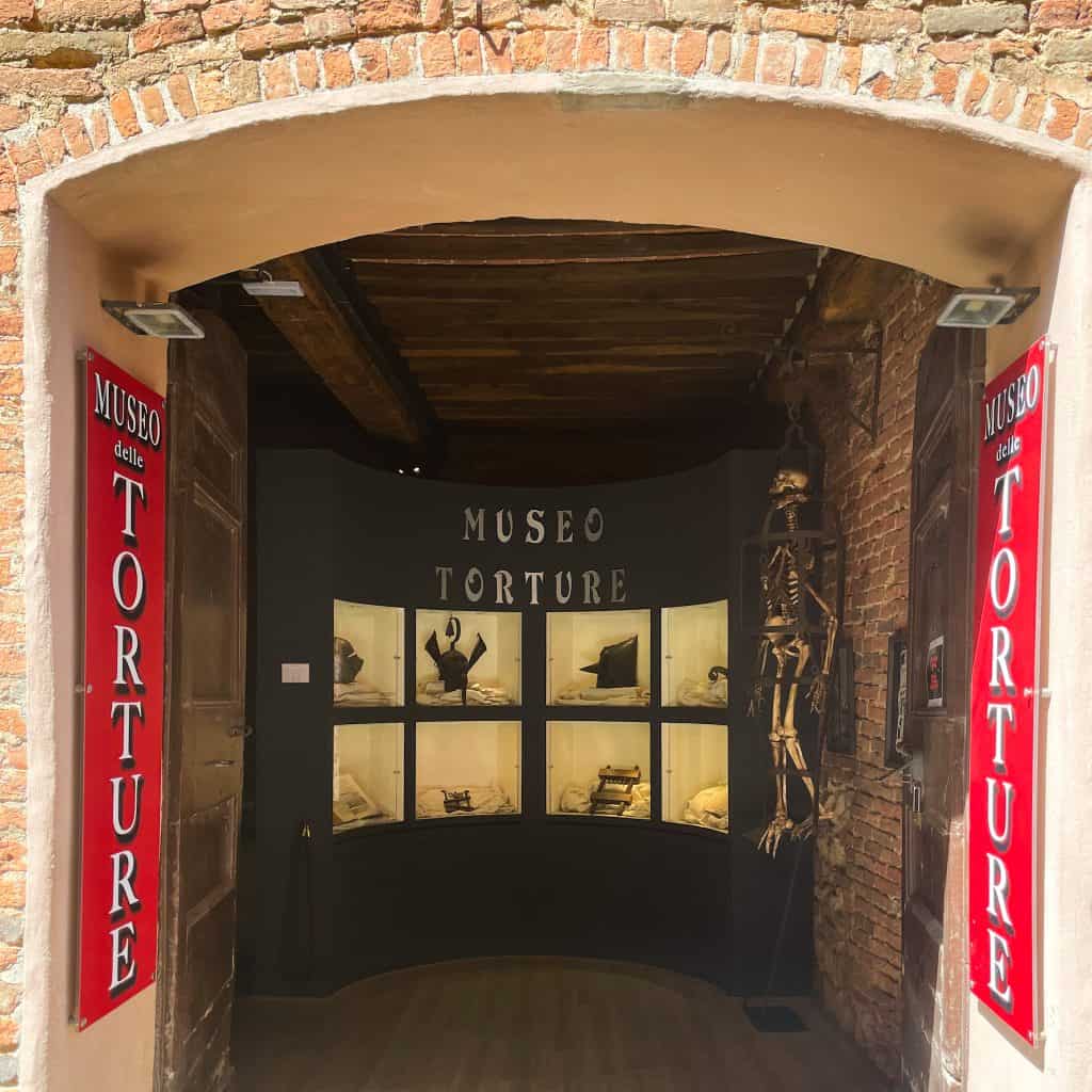 The entrance to the torture museum in Montepulciano