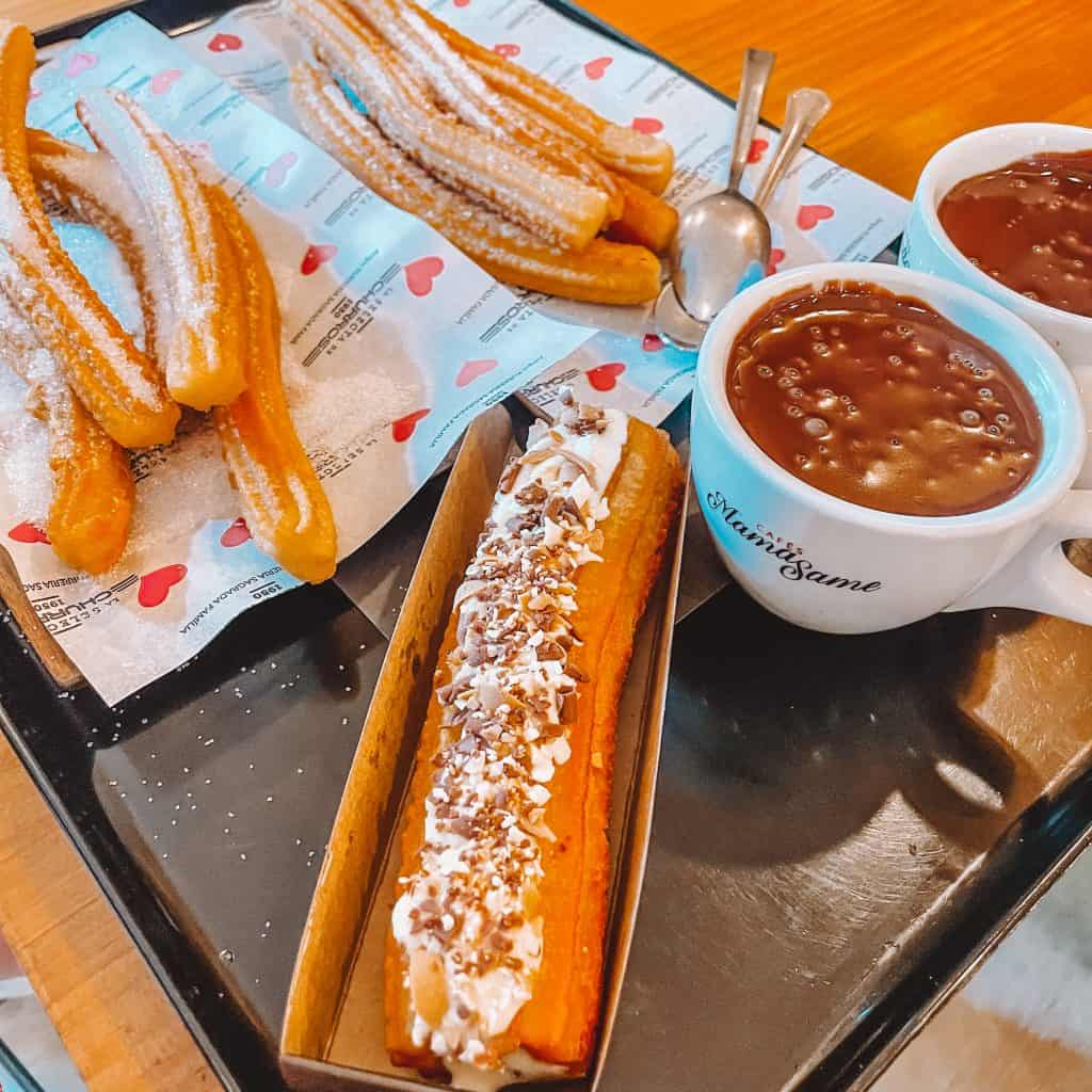 Churros and chocolate sauce in Barcelona