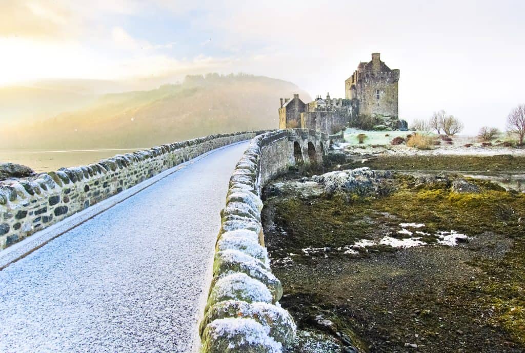 Eileen Donan castle in Scotland in winter