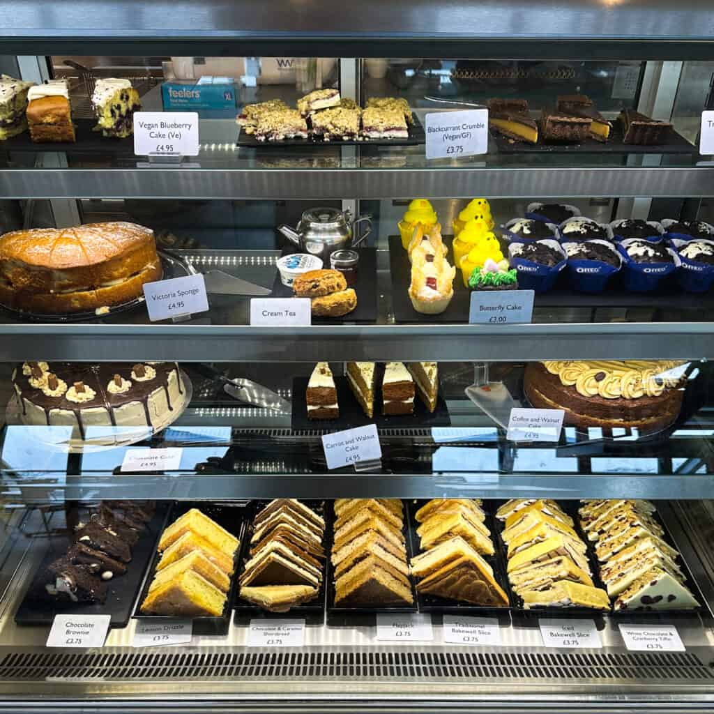 Cakes on display at the Heights of Abraham cafe