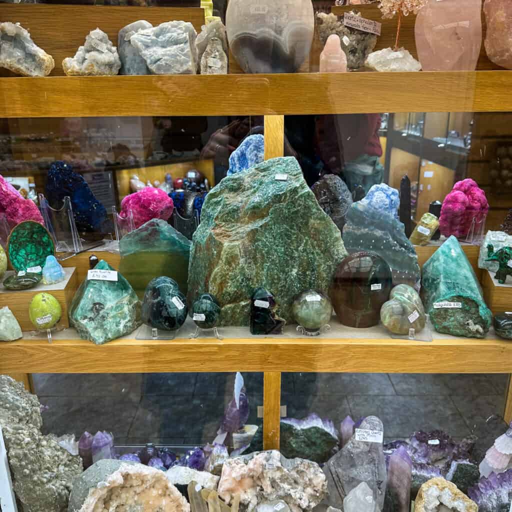 Gemstones and rocks in the shop at Treak Cliff Cavern