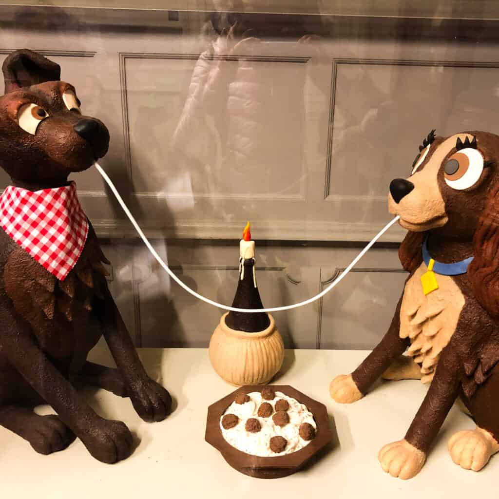 Lady and the Tramp dogs made out of chocolate