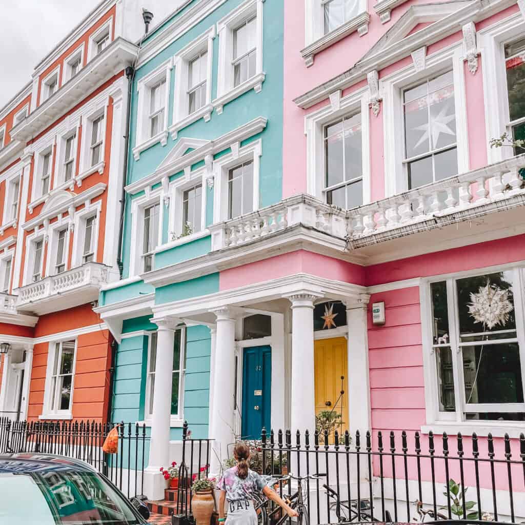 Pastel coloured houses in Notting Hill