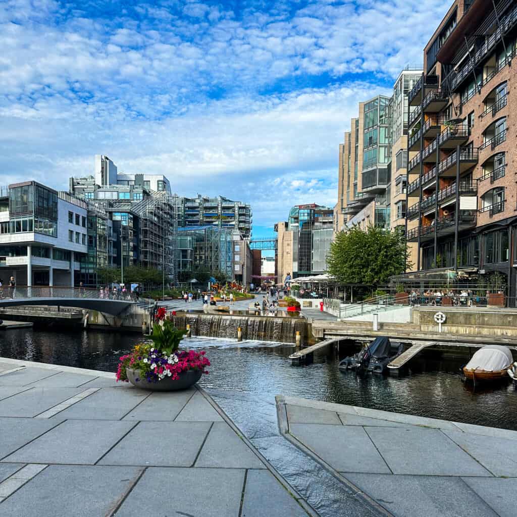 Buildings and river in Oslo city centre